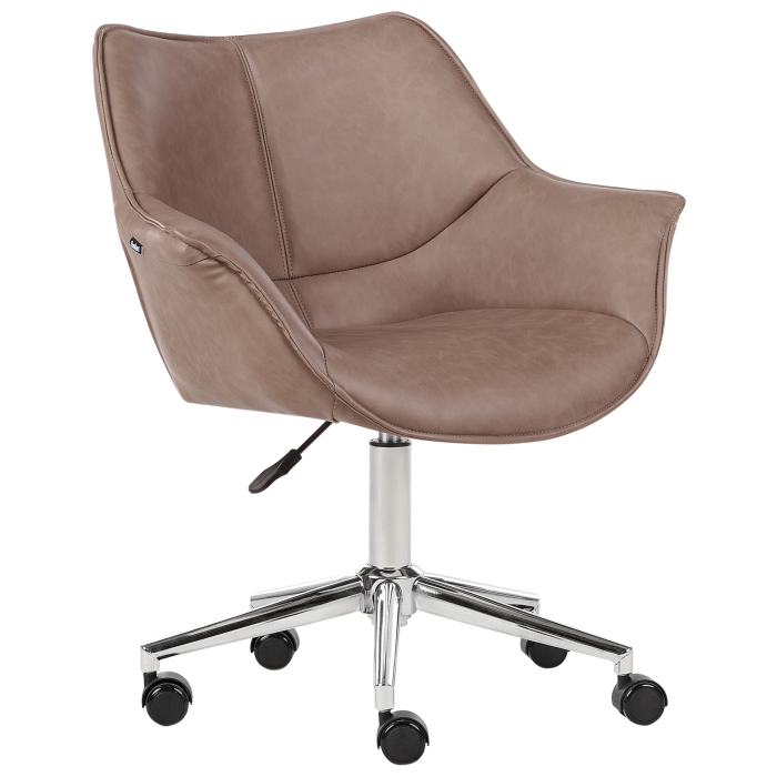 Office chair NEWDALE Eco-leather Light Brown [2]