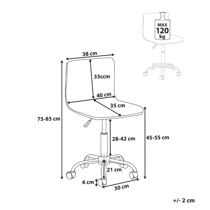 Scaun de birou ORLANDO Piele ecologică Gri închis [3]