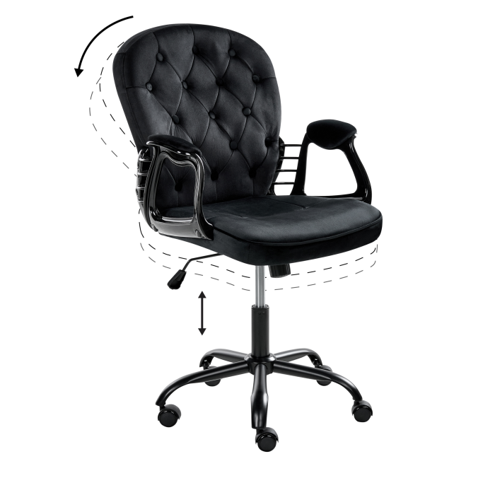 Office chair PRINCESS Velvet Black [7]