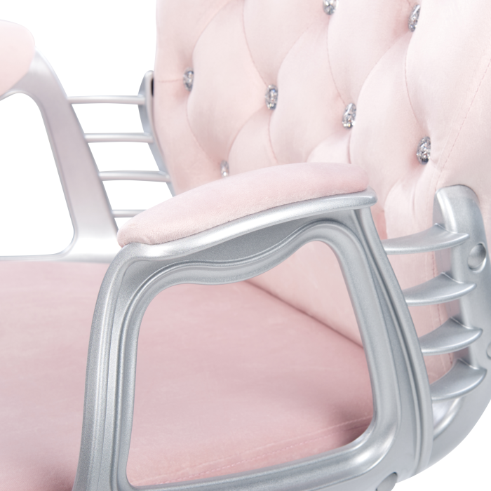 Scaun de birou PRINCESS Catifea Roz pastel [9]