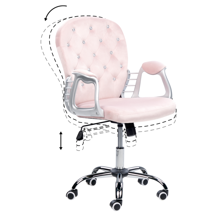 Scaun de birou PRINCESS Catifea Roz pastel [7]