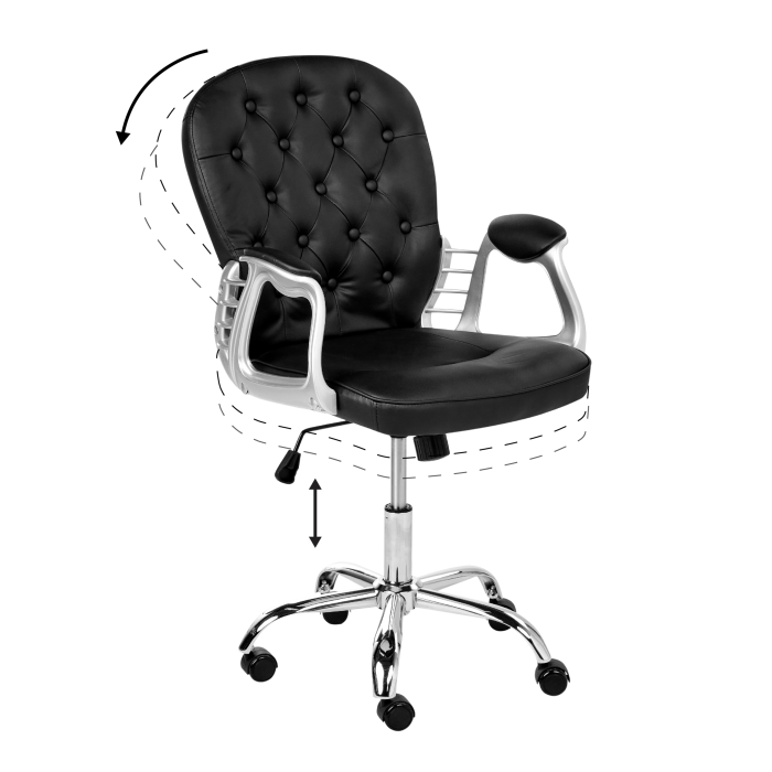 Scaun de birou PRINCESS Piele ecologică Negru [6]