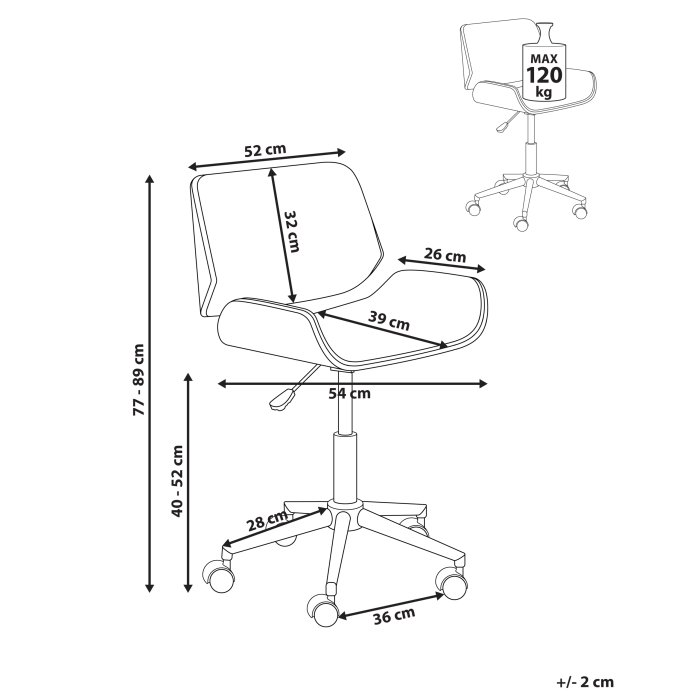 Scaun de birou TOTOWA Piele ecologică Alb [3]