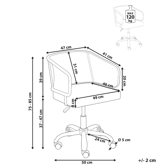 Scaun de birou TUCSON Piele ecologică Negru [3]