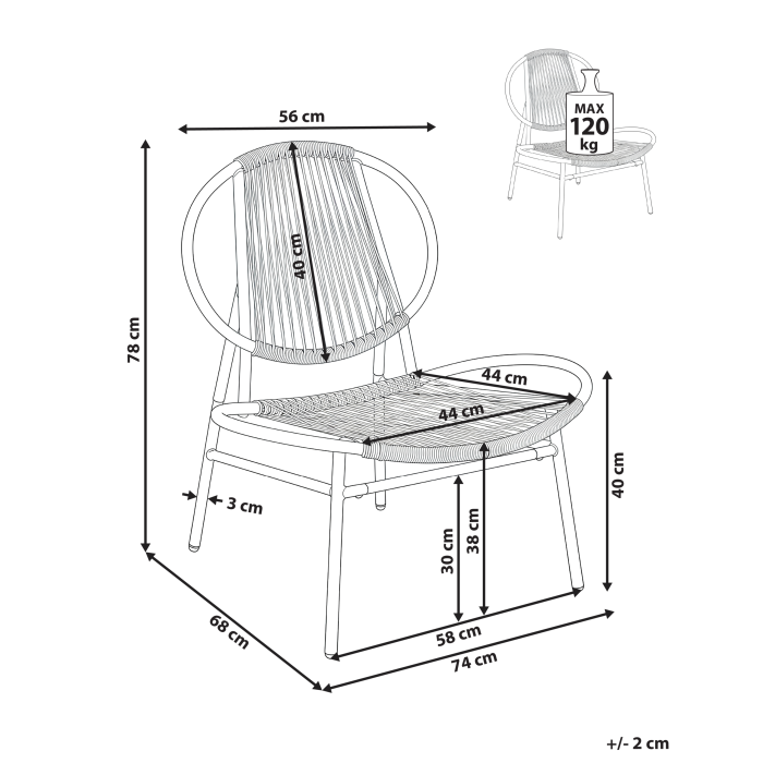 Garden chair OVARO Synthetic rattan Beige [3]