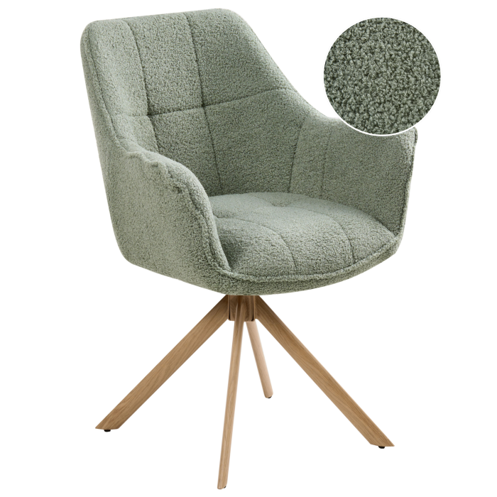 Scaun dining Pivotant HAYDEN Boucle Verde deschis [2]