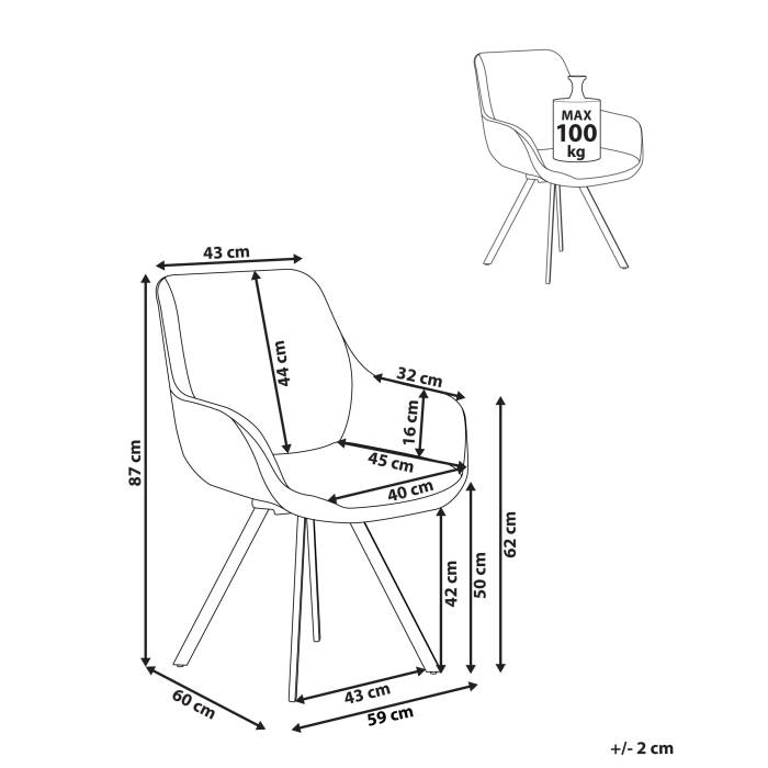 Scaun dining Pivotant MARCELLUS Boucle Negru/Alb [3]