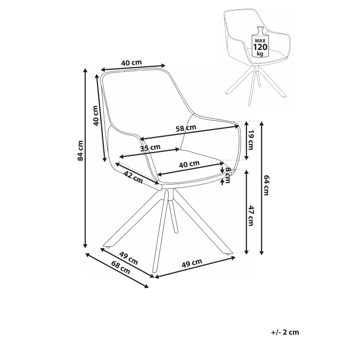 Dining Chair Swivel MORNAS Synthetic Linen Light Blue [3]