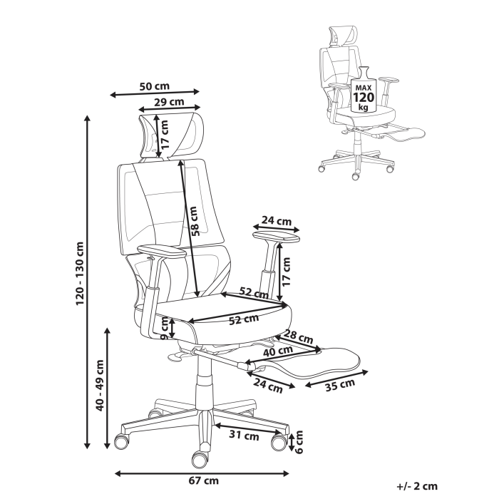 Scaun ergonomic CREATOR Piele ecologică Negru [3]
