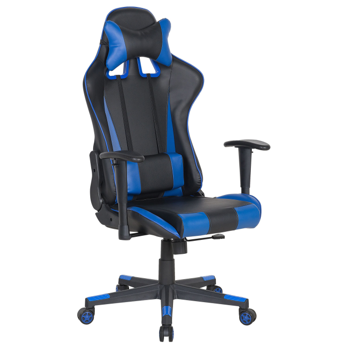 Scaun ergonomic GAMER Piele ecologică Albastru închis [2]