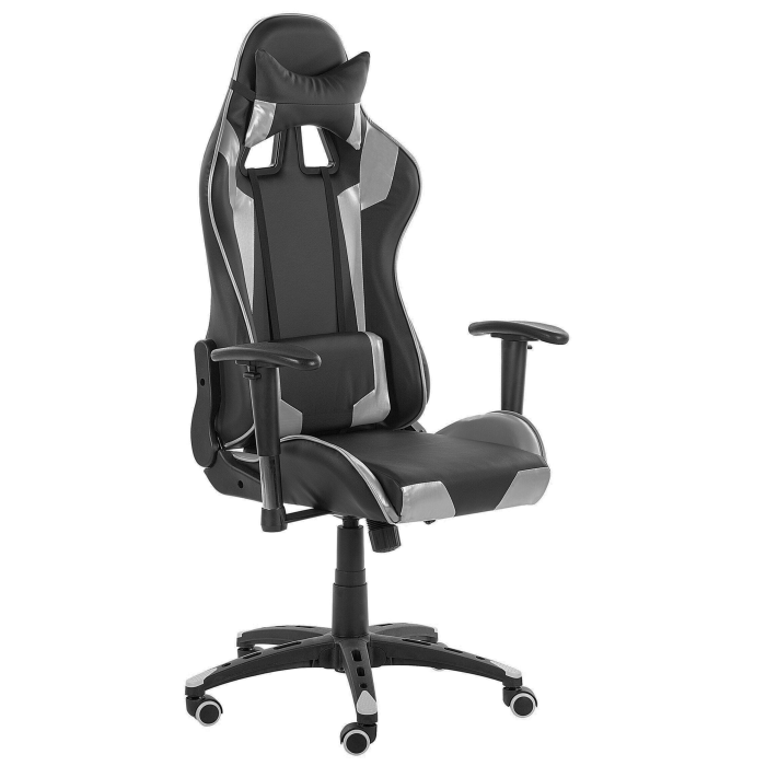 Scaun gaming KNIGHT Piele ecologică Argintiu [2]