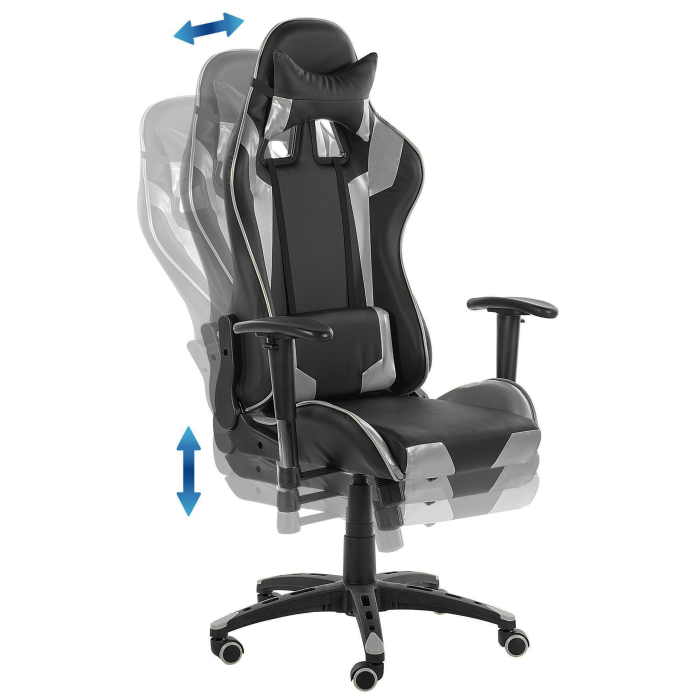 Scaun gaming KNIGHT Piele ecologică Argintiu [7]
