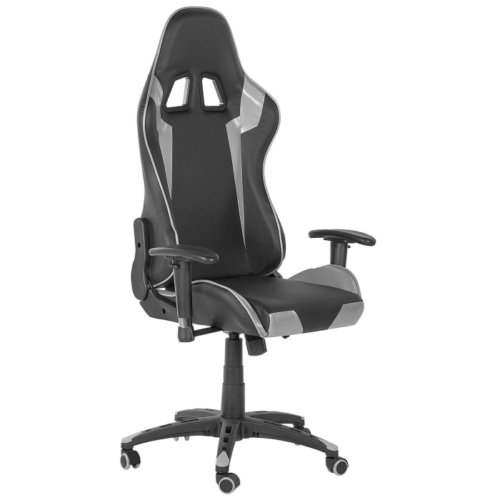 Scaun gaming KNIGHT Piele ecologică Argintiu [5]