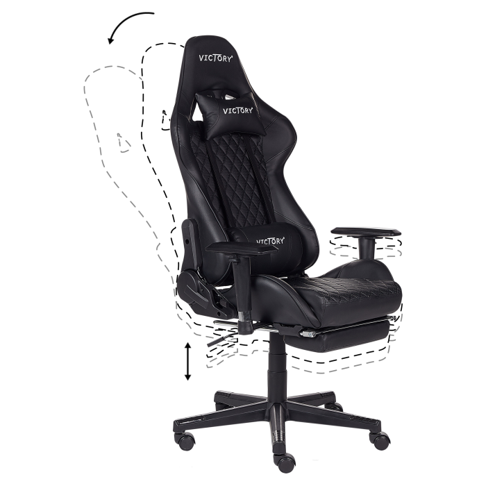 Scaun gaming VICTORY Piele ecologică Negru [7]