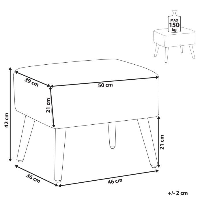 Scaun taburet MANTEO Bumbac Gri deschis [3]