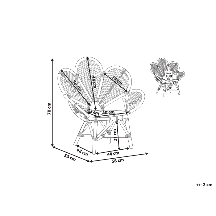 Children's peacock chair FLORENTINE II Natural rattan [3]