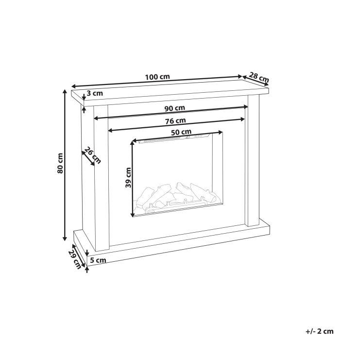 Electric fireplace with heating function KAROO With remote control White [3]