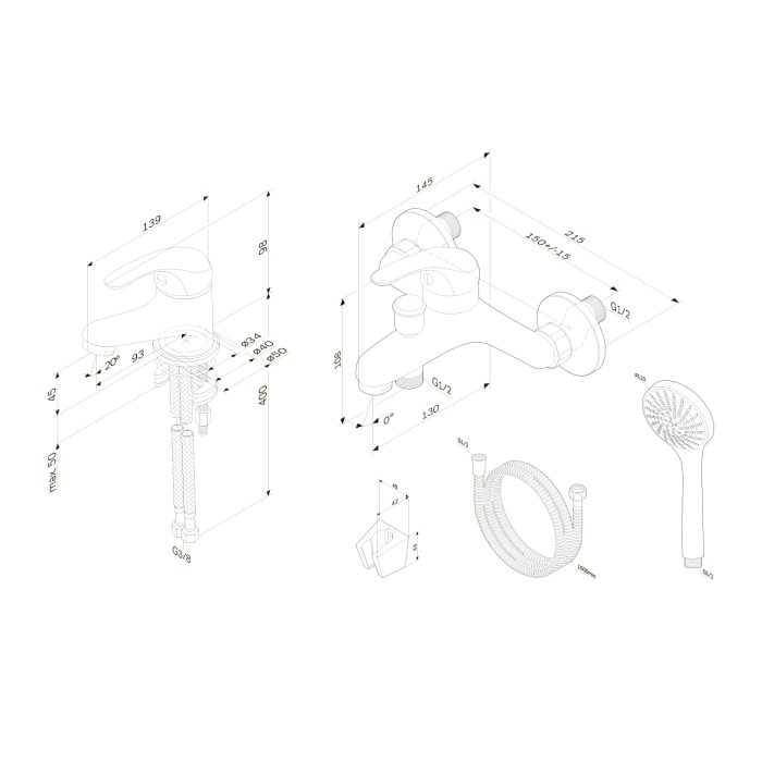 F4098301 Play, Set 3-in-1: basin mixer, bath/shower mixer with shower kit, chrome [19]