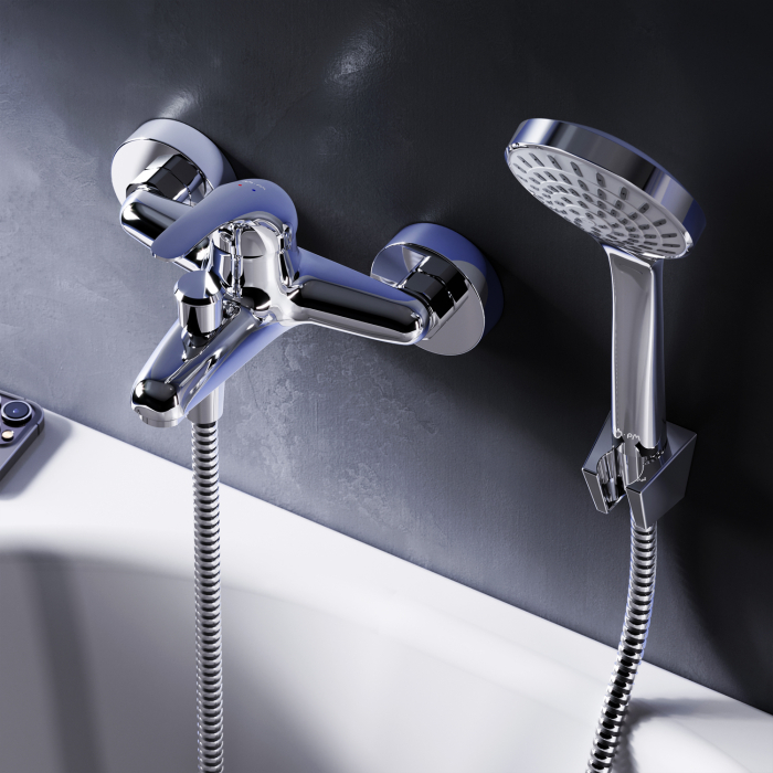 F4098301 Play, Set 3-in-1: basin mixer, bath/shower mixer with shower kit, chrome [12]