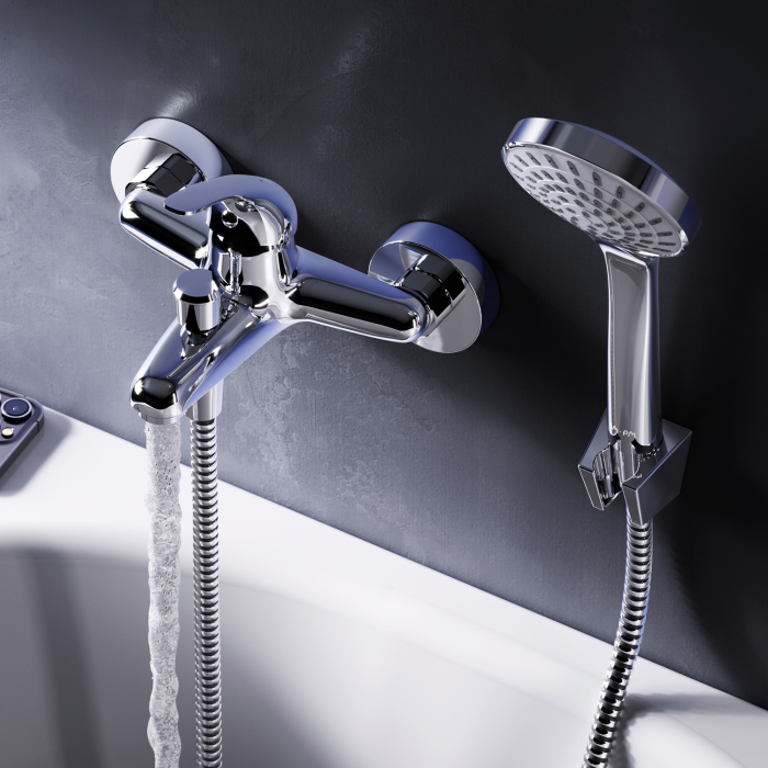 F4098301 Play, Set 3-in-1: basin mixer, bath/shower mixer with shower kit, chrome [10]