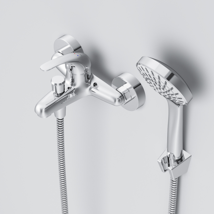 F4098301 Play, Set 3-in-1: basin mixer, bath/shower mixer with shower kit, chrome [16]