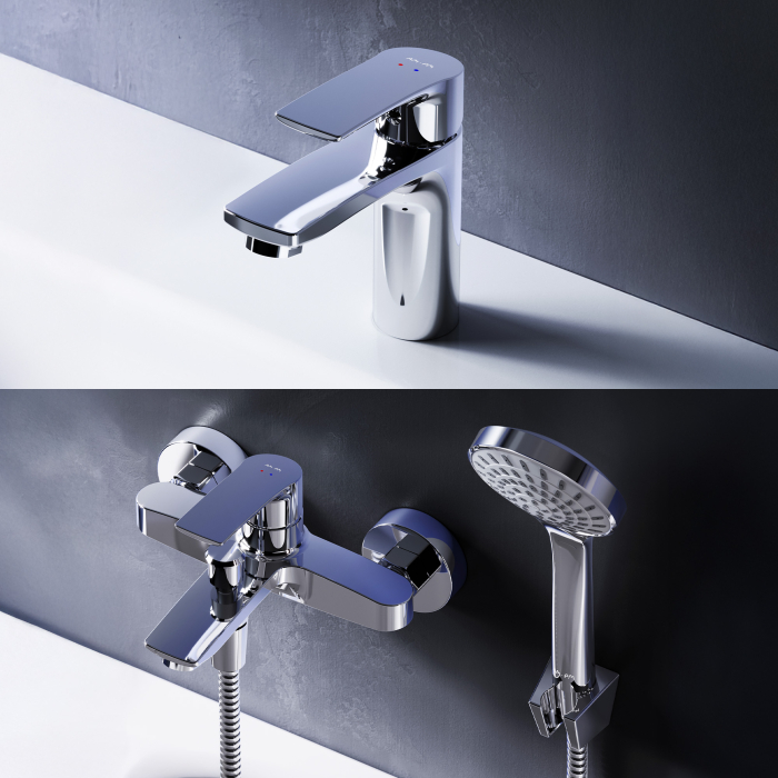 F4097C01 Pride, Set 3-in-1: basin mixer, bath/shower mixer with shower kit, chrome [13]
