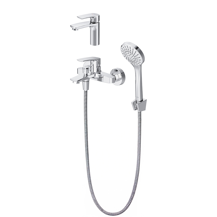 F4097C01 Pride, Set 3-in-1: basin mixer, bath/shower mixer with shower kit, chrome [2]