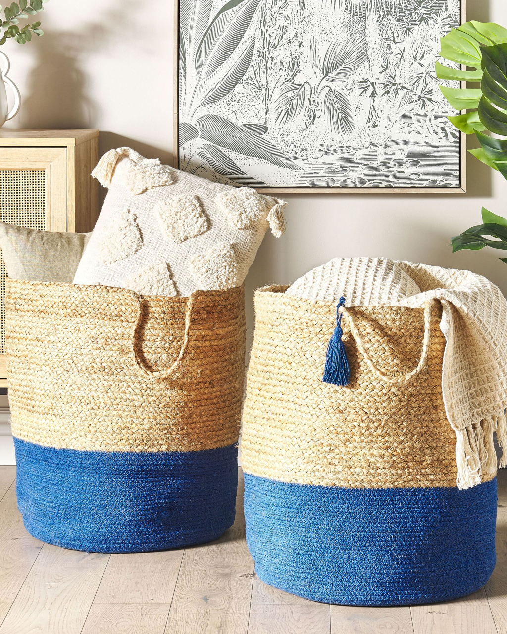 Set of 2 GAJAR Baskets Jute Navy Blue [1]
