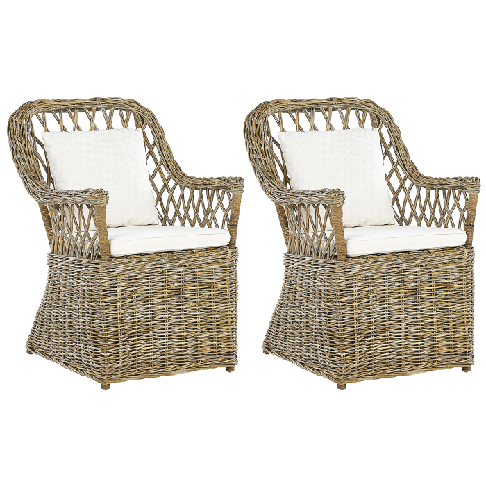 Set of 2 garden armchairs with cushions MAROS Natural Rattan [2]