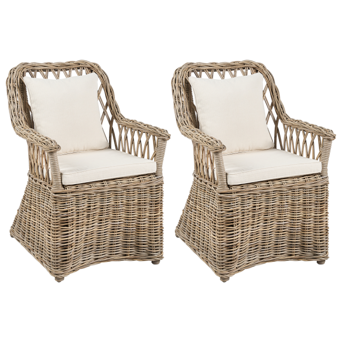 MAROS II Natural Rattan Garden Chair Set of 2 Pink [2]