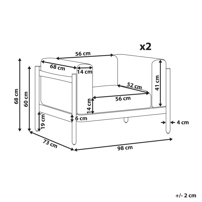 FERRETTI Garden Chair Set of 2 Light Beige [3]