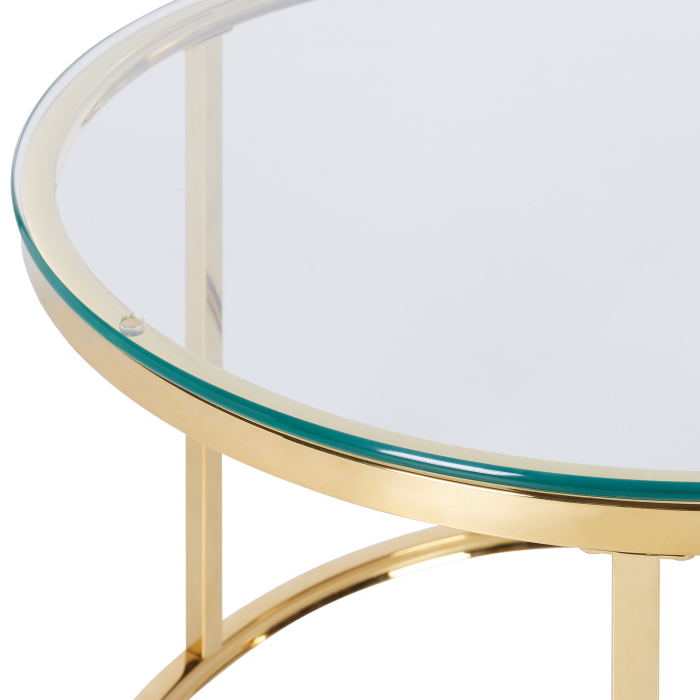 Set of 2 GRANGE coffee tables Tempered glass Gold [6]