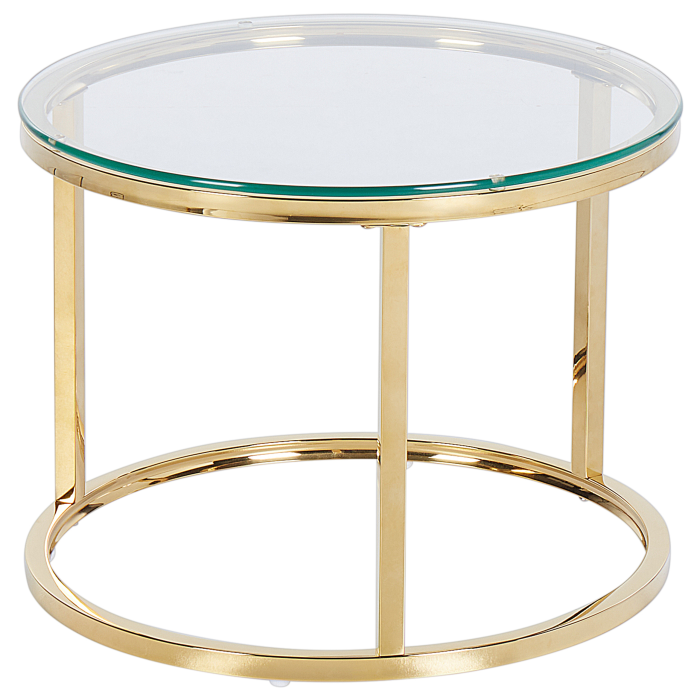 Set of 2 GRANGE coffee tables Tempered glass Gold [5]