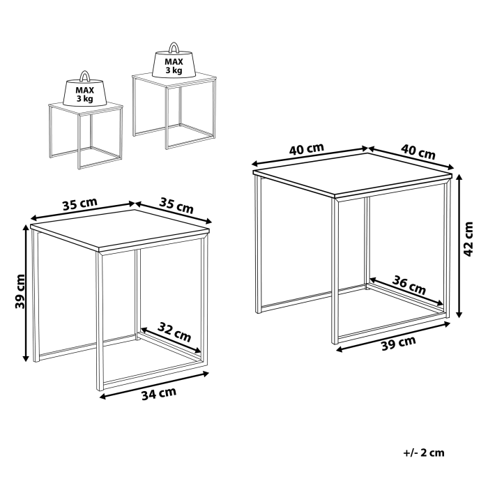 Set de 2 mese laterale DENNY Maro închis [3]