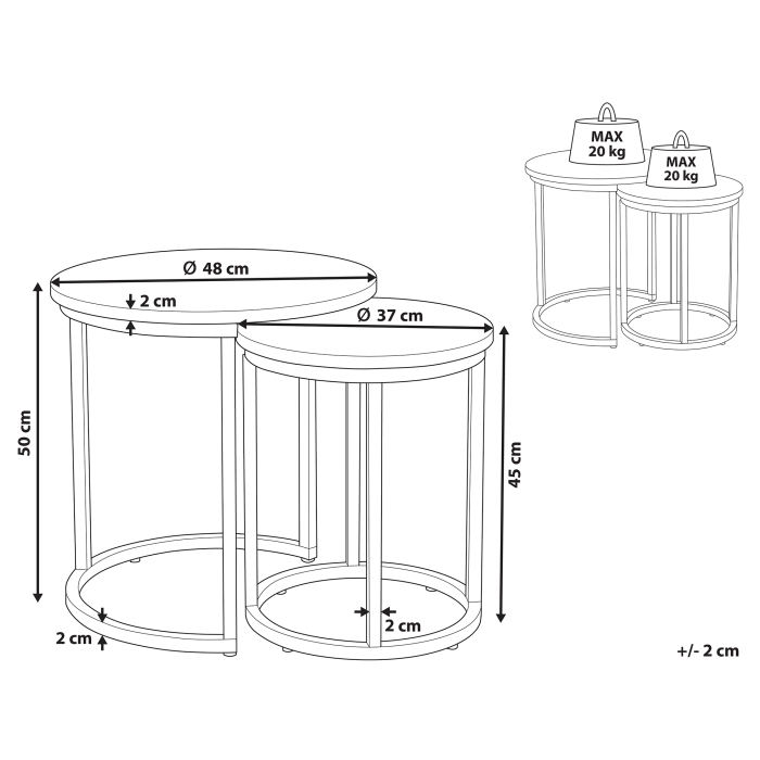 Set de 2 mese laterale DIXIE Efect de beton [3]
