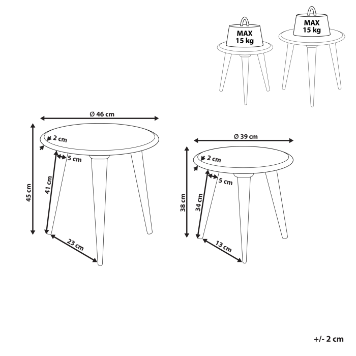 Set de 2 mese laterale HURSI Lemn de mango Maro/Alb [3]