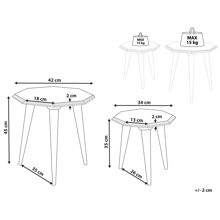 Set de 2 mese laterale KANRI Albastru deschis [3]