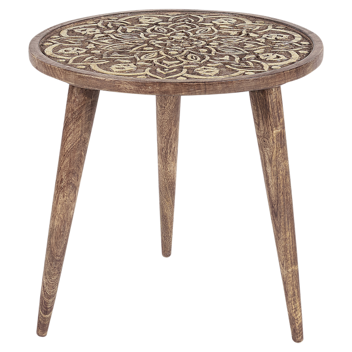 Set de 2 mese laterale RANJA Lemn de mango Maro închis [5]