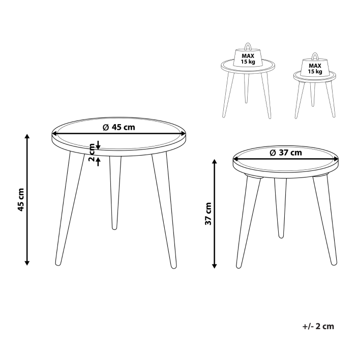Set de 2 mese laterale RANJA Lemn de mango Maro închis [3]