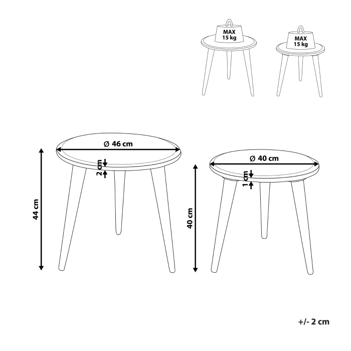 Set de 2 mese laterale SHARMA Lemn de mango Maro/Negru [3]