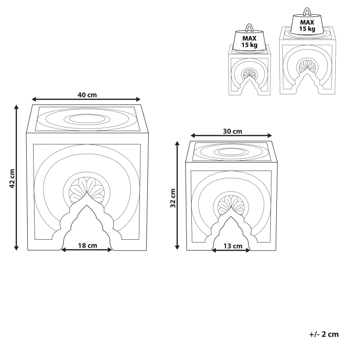 Set de 2 mese laterale SHUKUR Maro închis [3]