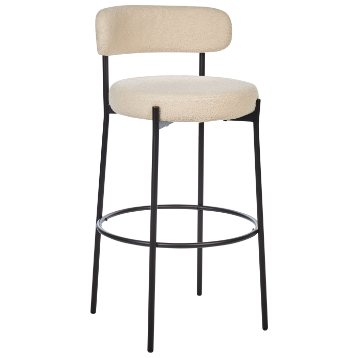 Set of 2 Bar Stools ALLISON Boucle Light Beige [5]