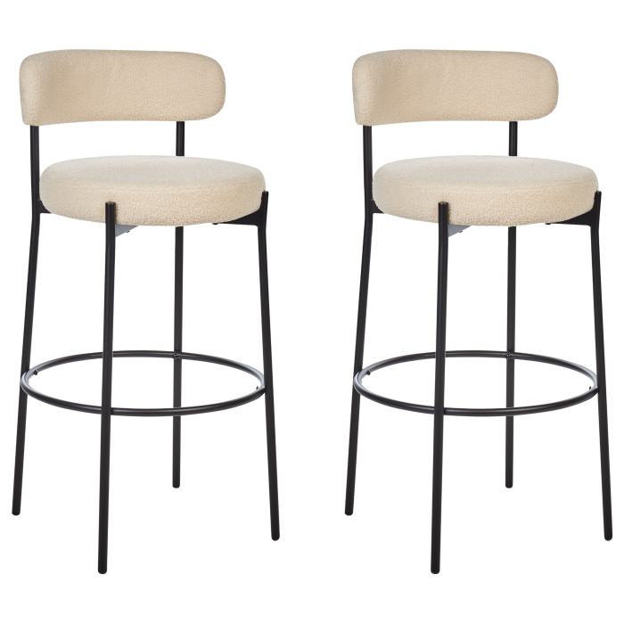 Set of 2 Bar Stools ALLISON Boucle Light Beige [4]