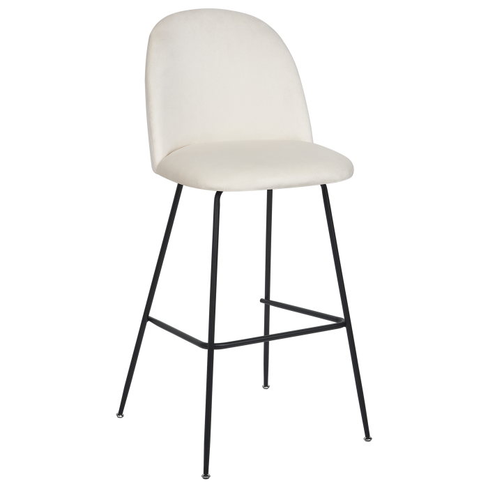 Set de 2 scaune de bar ARCOLA Catifea Alb-murdar [4]