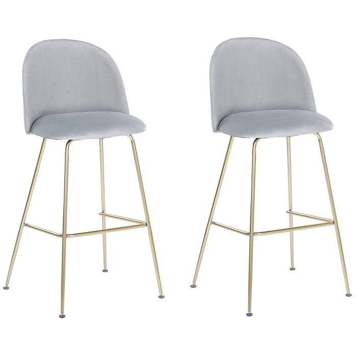Set of 2 bar chairs ARCOLA Light Grey Velvet [2]