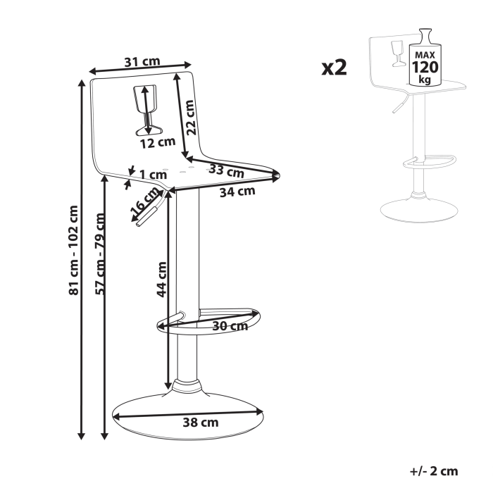 Set of 2 BUSAN Swivel Bar Stools Transparent [3]