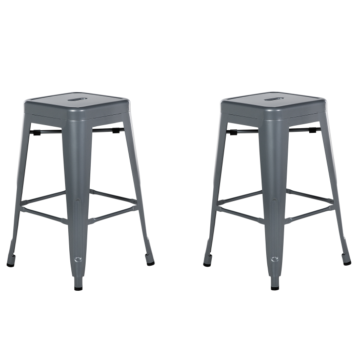 Set of 2 Bar Chairs CABRILLO Metal Grey [2]