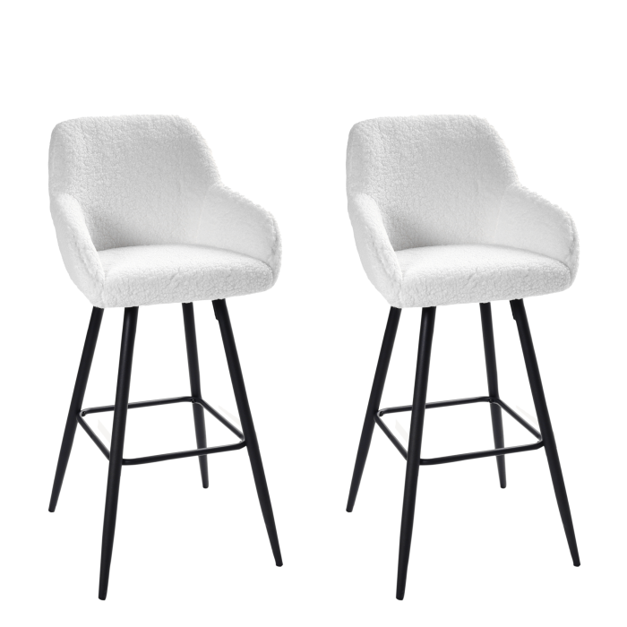 Set of 2 Bar Stools CASMALIA Boucle Off-White [4]