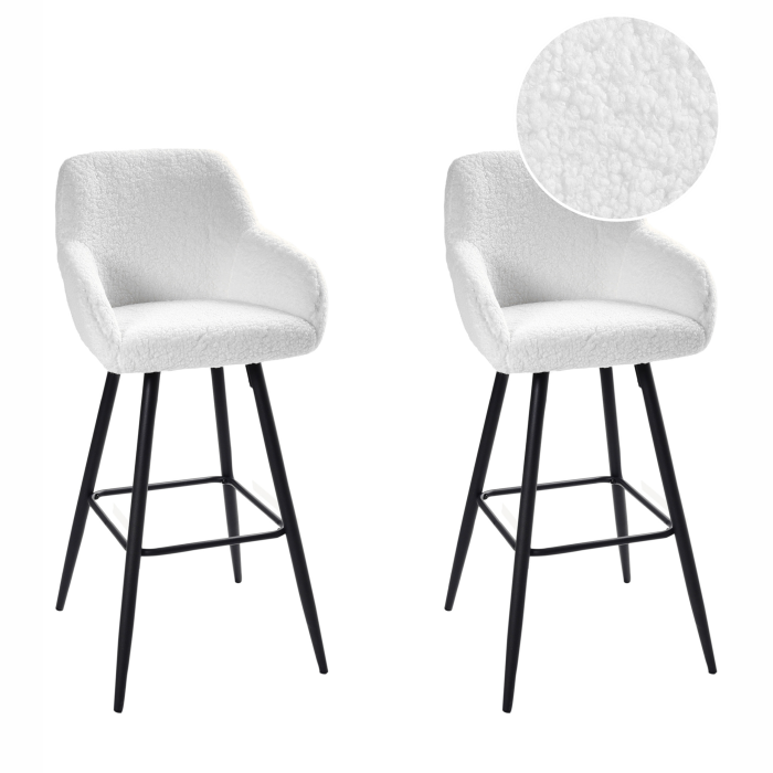 Set of 2 Bar Stools CASMALIA Boucle Off-White [2]