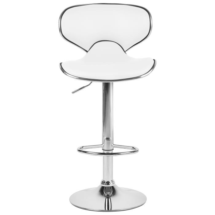 Set de 2 scaune de bar CONWAY Piele ecologică Pivotant Alb [5]